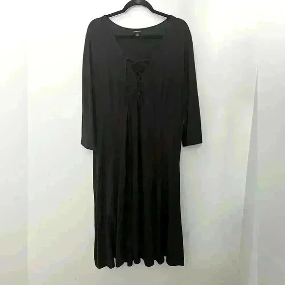 torrid Dresses & Skirts - Torrid 3/4 Sleeve Black Lace-Up Dress Size 3